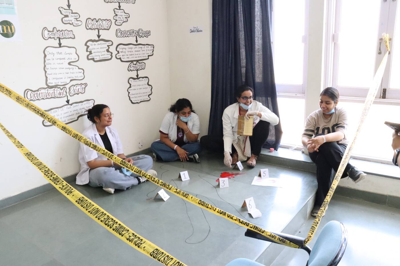 Evidence markers at a competition crime scene